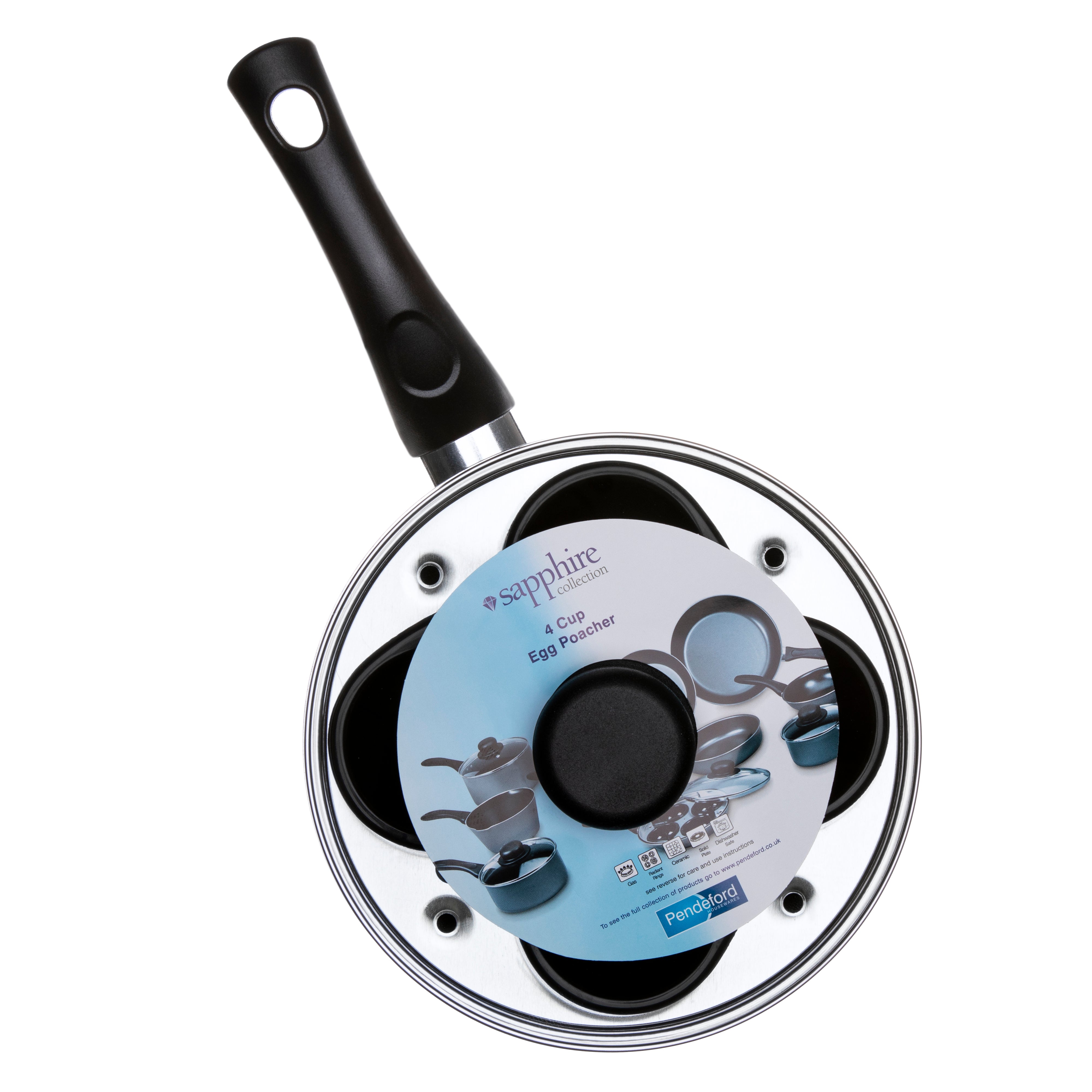 20cm 4 Cup Egg Poaching Pan & Glass Lid