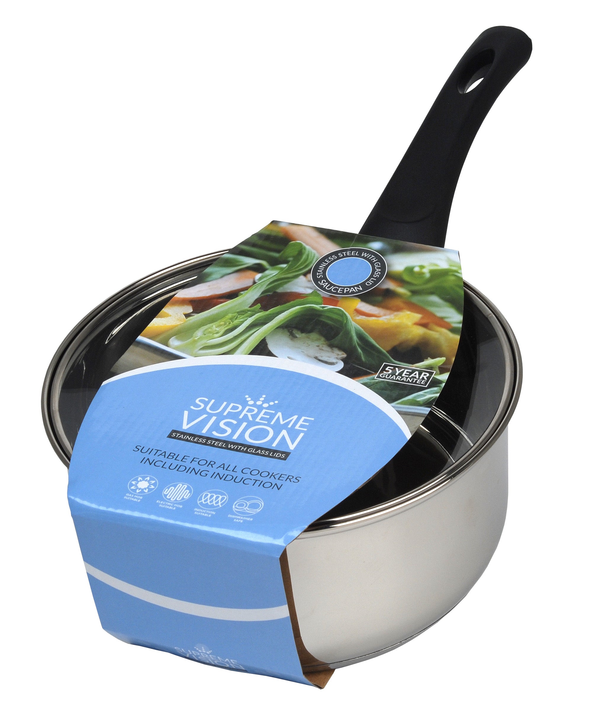 18cm Stainless Steel Sauce Pan & Glass Lid