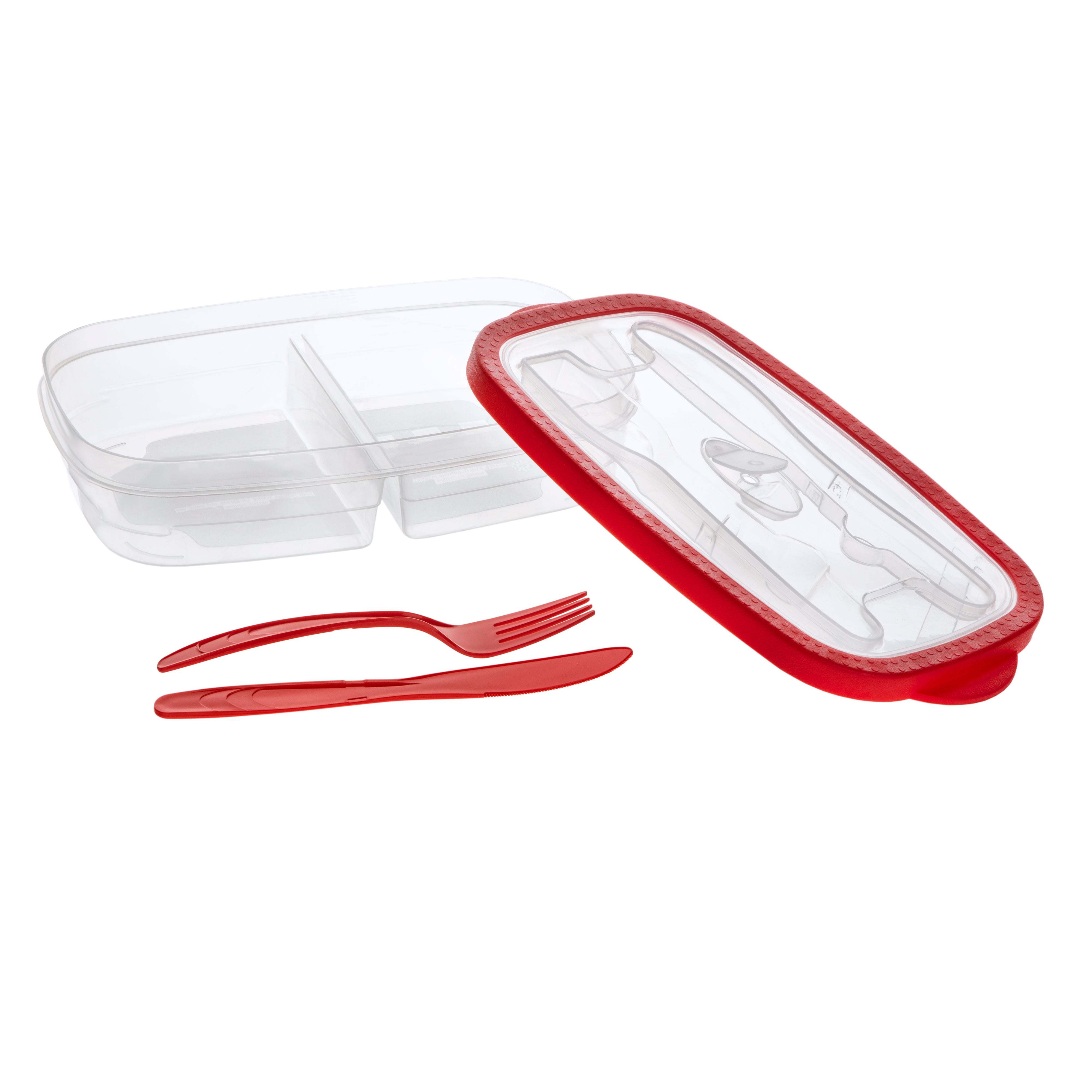 Microwave Collapsible Lunch Box & Cutlery  (Red & Blue)